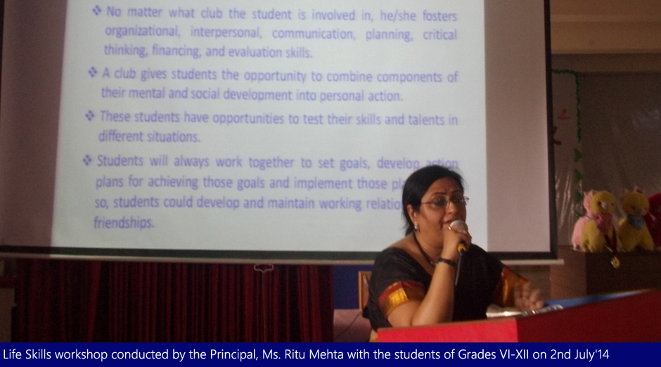 Life Skills workshop conducted by the Principal, Ms. Ritu Mehta