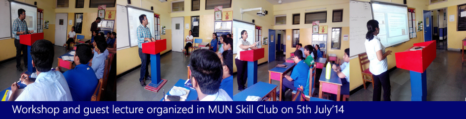 Workshop and guest lecture organized in MUN Skill Club